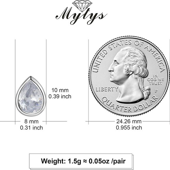 Set of 7 Multicolor Sterling Silver WaterDrop Stud Earrings with AAA CZ for Wome - Picture 4 of 7